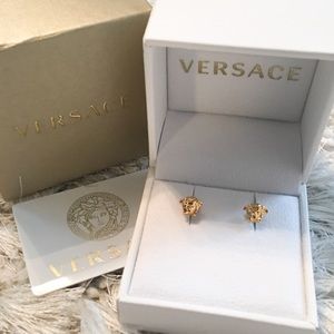 NWB Versace Gold Medusa Stud Earrings Small
